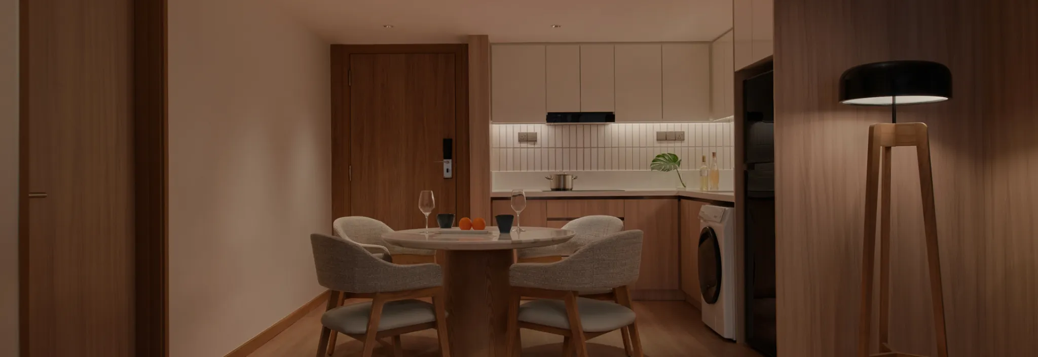 2ベッドルームのアパートのキッチン